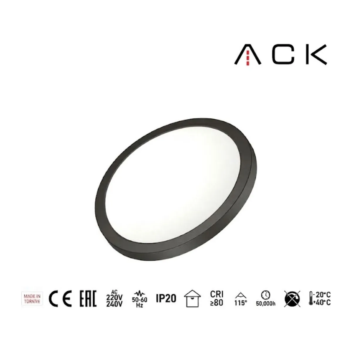12W CCT Üç Renk 3000K-4000K-6500K Ayarlanabilir Yuvarlak Sıva Üstü / Sıva Altı LED Panel - Siyah Kasa 1060lm
