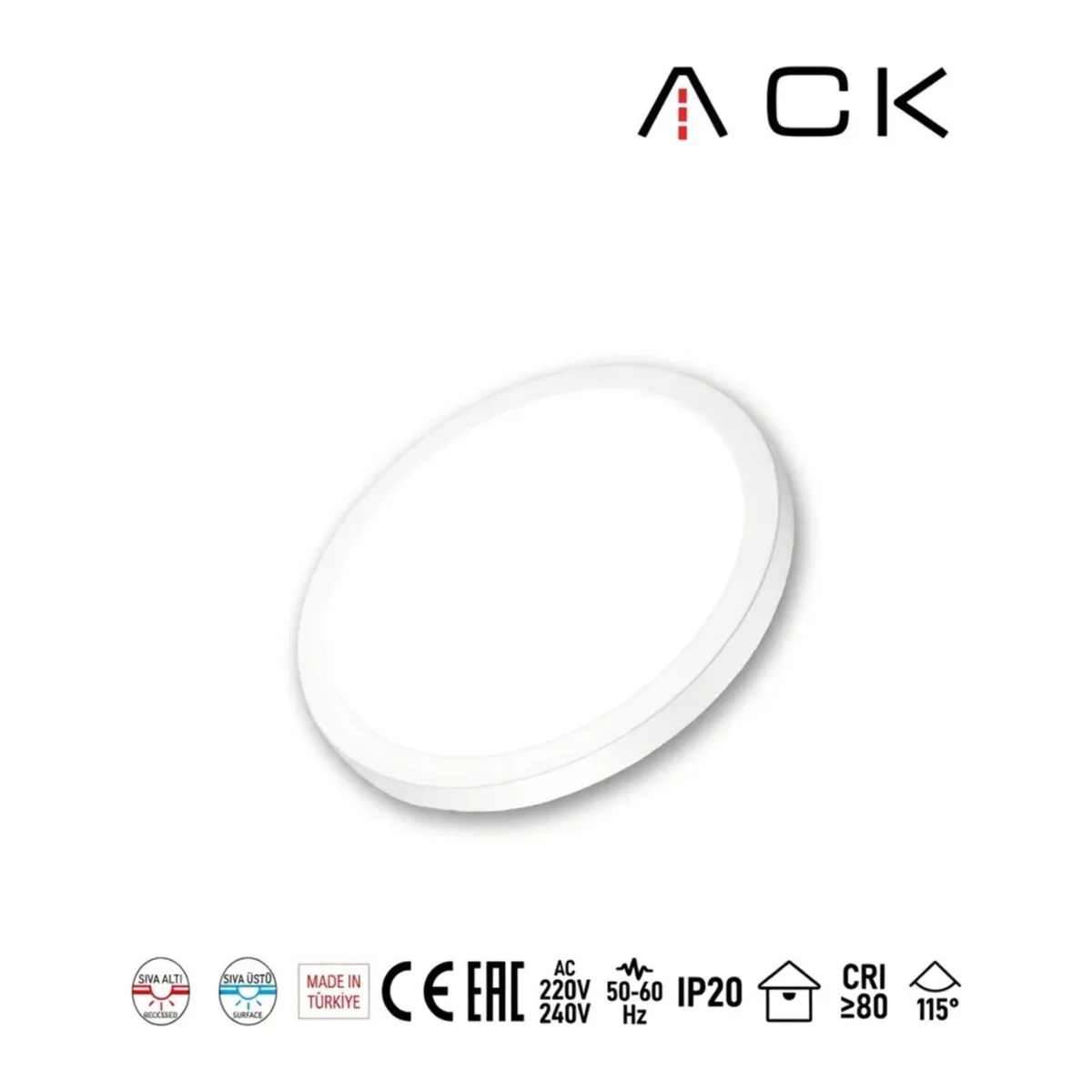 12W CCT Üç Renk 3000K-4000K-6500K Ayarlanabilir Yuvarlak Sıva Üstü / Sıva Altı LED Panel - Beyaz Kasa 1060lm